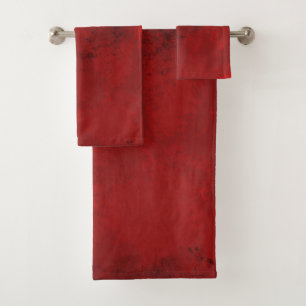 Modern Black & Red Abstract - Dark Mysterious Bath Towel Set