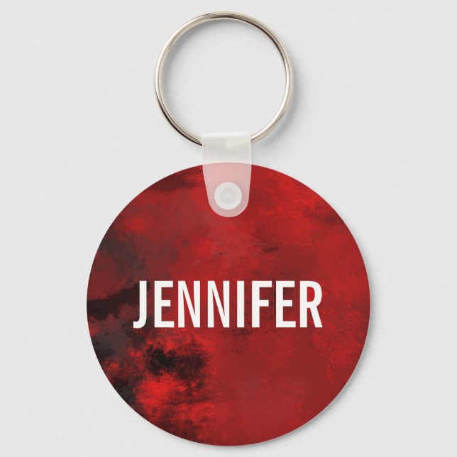Modern Black & Red Abstract - Dark Mysterious Key Ring (Front)
