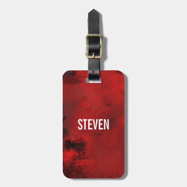 Modern Black & Red Abstract - Dark Mysterious Luggage Tag (Front Vertical)