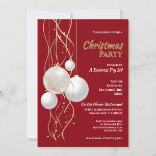 Modern Black, Red and Gold Christmas Party Invitation