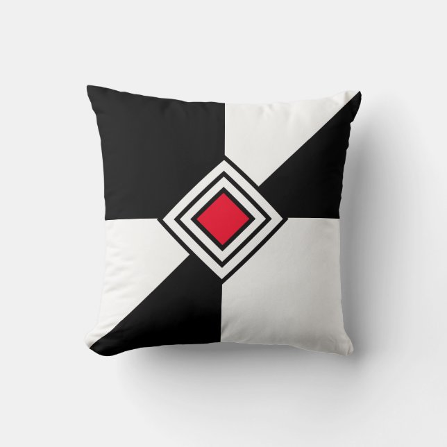 Modern Black Red and White Cushion (Front)