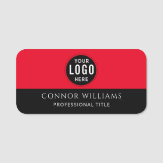 Modern Black Red Business Logo Name Name Tag