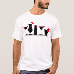 Modern Black Red Cocktail Mixed Drinking Tropical T-Shirt