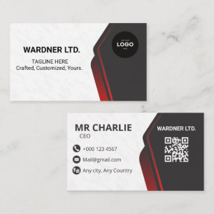 Modern Black Red Corporate Gradient Professional Business Card