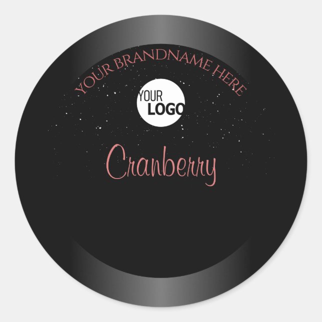 Modern Black Red Ombre Glitter Product Labels Logo (Front)