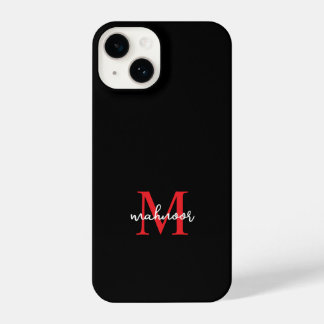 Modern Black Red personaized Monogram Phone Case 