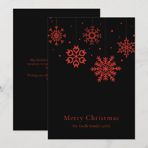 Modern Black Red Script Christmas Tree Holiday Card
