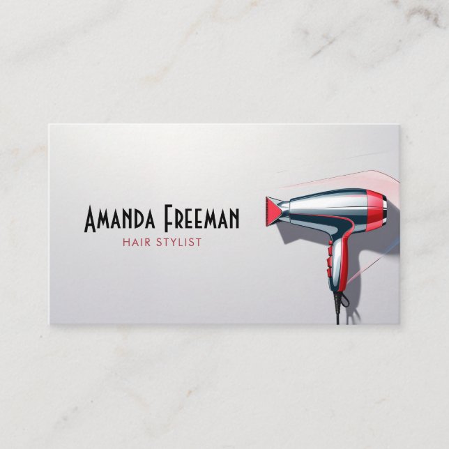 Modern Black & Red Stylish Hair Stylist Business Card (Front)
