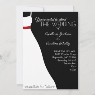 Modern Black Red Wedding Dress Wedding Invitation