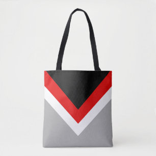 Modern Black, Red.White & Grey Abstract Triangles Tote Bag