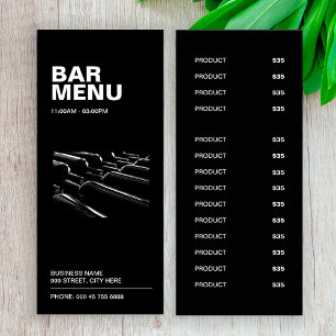 Modern Black Restaurant Bar Menu   Price List