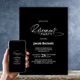 Modern Black Retirement Party Invitation