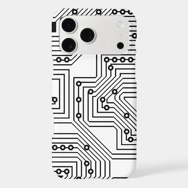 Modern Black Retro Computer Circuit Board Pattern (Back)