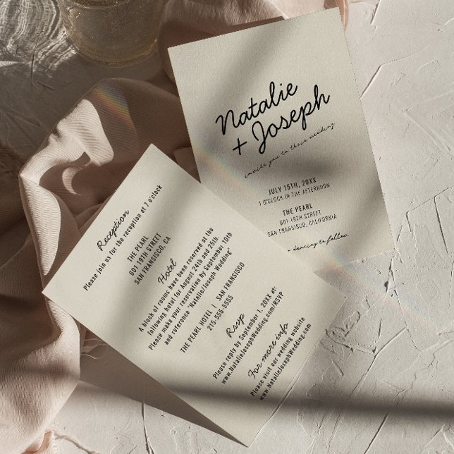 Modern Black Retro Whimsical All In One Wedding Invitation (Creator Uploaded)