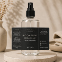 Modern Black Room Spray Bottle Label