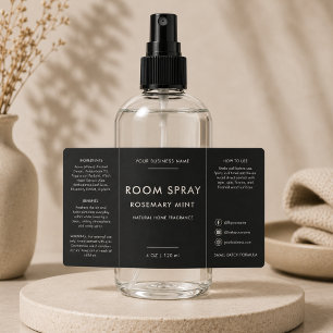 Modern Black Room Spray Bottle Label