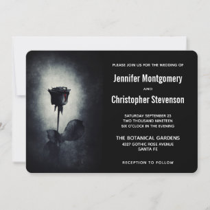 Modern Black Rose Dripping Blood Petal Wedding Invitation