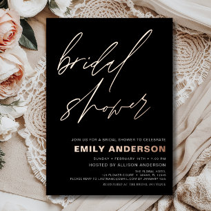 Modern Black Rose Gold Bridal Shower Chic