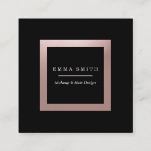Modern Black Rose Gold Frame Professional Square Square Business Card