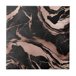 Modern Black Rose Gold Marble Pattern Ceramic Tile
