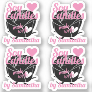 Modern Black Rose Made with Heart Pink Soy Candles