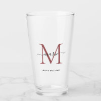 Modern Black Rose Monogram Script Name Initial 