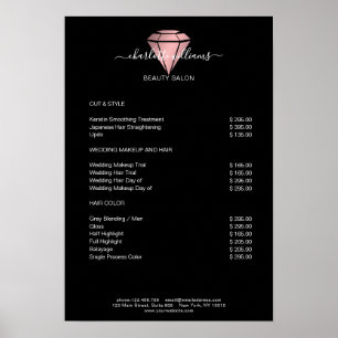 Modern Black Rosegold Diamond Price List Poster