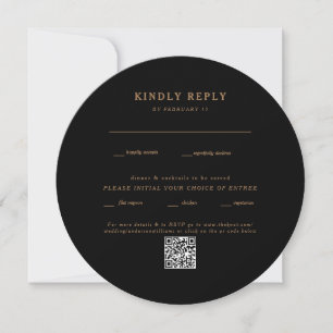 Modern Black Round Wedding QR Code RSVP
