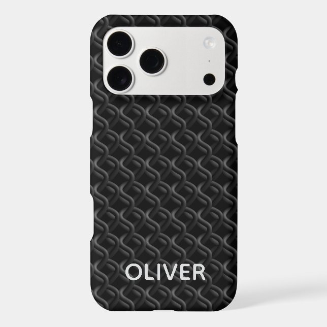 Modern Black Rubber Lattice with Name (Back)