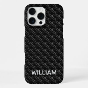 Modern Black Rubber Lattice with Name iPhone 16 Pro Max Case