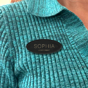 Modern Black Salon Spa Name Tag