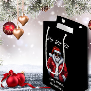 Modern Black Santa Cool African American Christmas Small Gift Bag