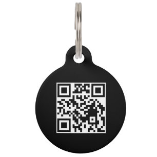 Modern Black Scannable QR Code Pet ID Tag