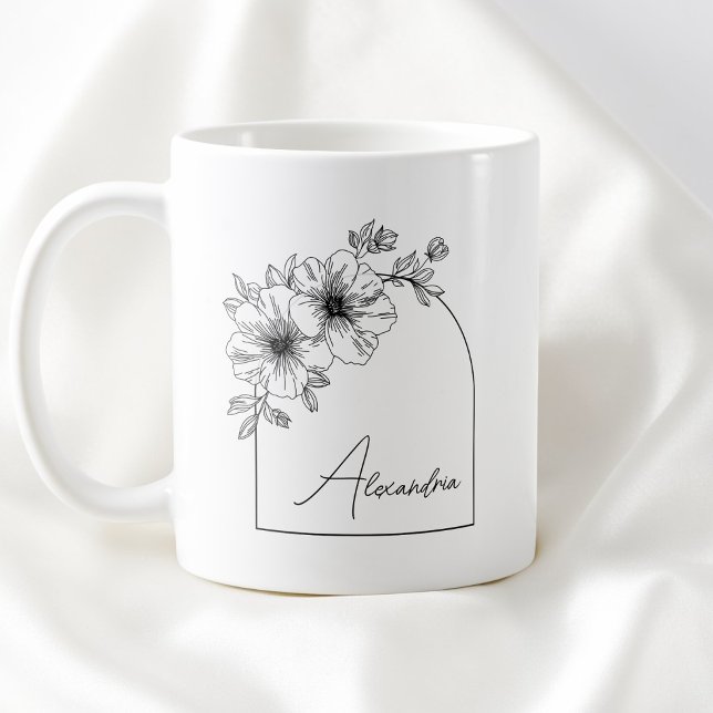 Modern Black Script Beautiful Arch Elegant Floral Coffee Mug (Modern Black Script Beautiful Arch Elegant Floral Coffee Mug)