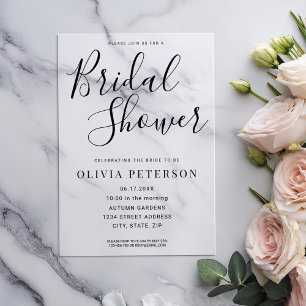 Modern Black Script Bridal Shower Invitation