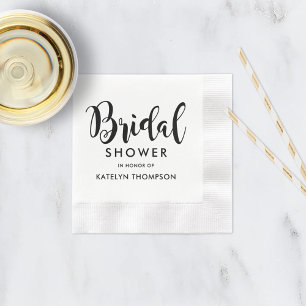 Modern Black Script Bridal Shower Wedding Napkin