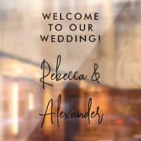 Modern Black Script Couples Names Wedding Welcome