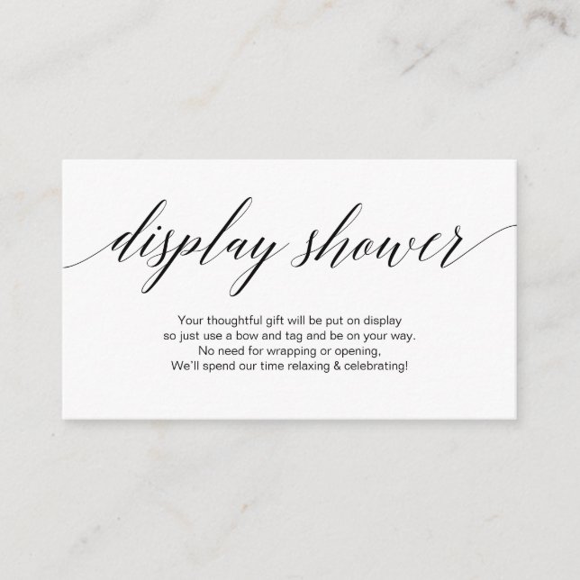 Modern black script, Display Shower Enclosure Card (Front)