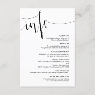 Modern Black Script, Editable Wedding Details Enclosure Card