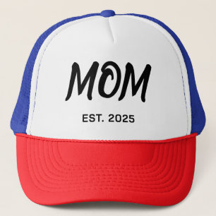 Modern Black Script Established Mom T-Shirt Trucker Hat