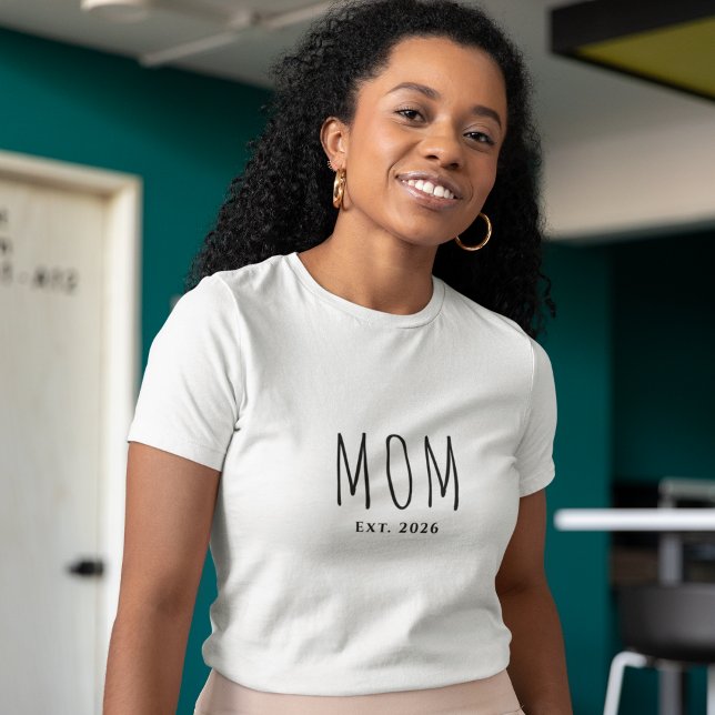 Modern Black Script Established New Mum  T-Shirt (Modern Black Script Established New Mom T-Shirt)