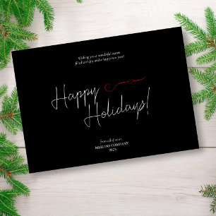 Modern Black Script Happy Holidays Business Card
