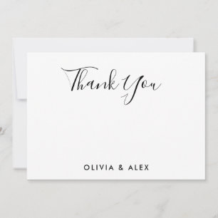 Modern Black Script Personalised Wedding Thank You Card