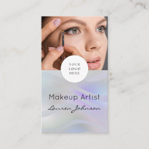 Modern Black Script Photo Makeup Business Card
