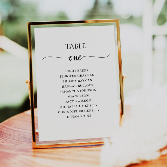 Modern Black Script Table Number 1 Seating Chart (Creator Uploaded)