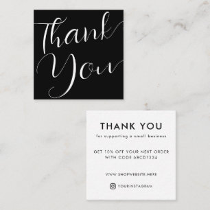 Modern Black Script Thank You Business Discount Card