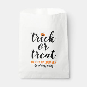 Modern Black Script   Trick or Treat Halloween Favour Bag