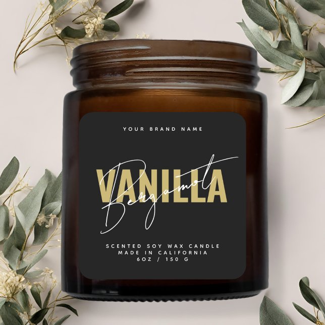 Modern black script typography candle label (Creator Uploaded)