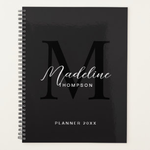 Modern Black Script Typography Initial Monogram Planner