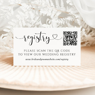 Modern Black Script Wedding Registry Card